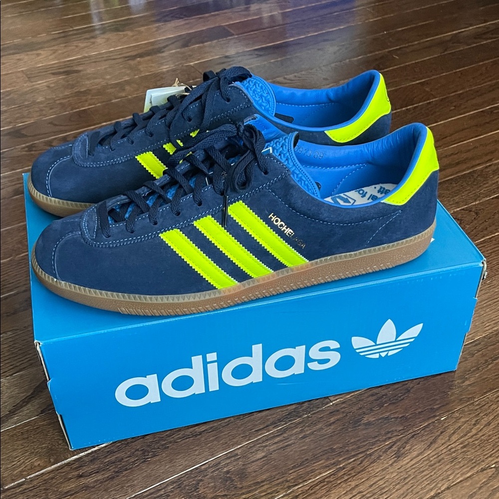 adidas Hochelaga SPZL Navy and Neon Yellow Men's Shoes New With Tags (Limited)